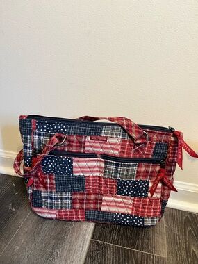 Bella Taylor American Red Patchwork and Stars Quilted Purse